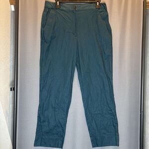 Banana Republic Womens Tapered High Rise Ankle Pants Linen Cotton Teal